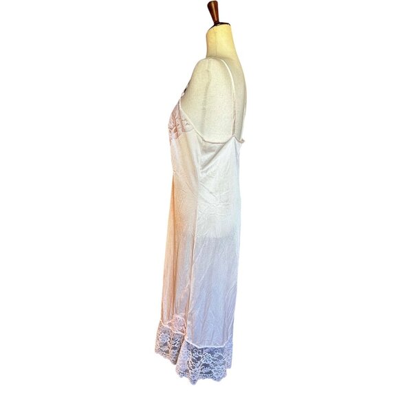 Vintage Ivory Nylon Lace Slip Dress | Adjustable Straps | Size 36 M | Romantic L - Picture 5 of 7